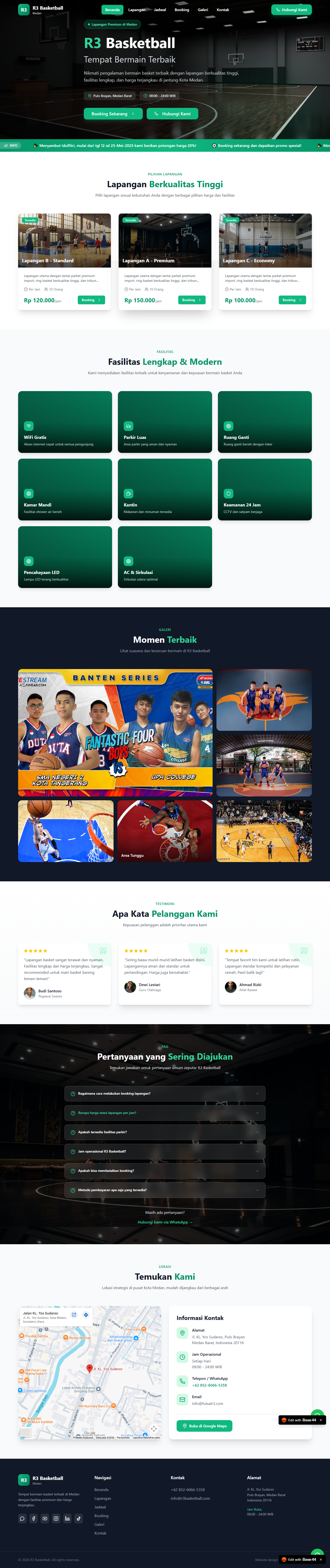 Website usaha rental lapangan basket